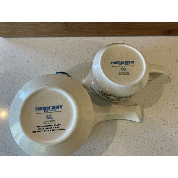 TemperWare by Lenox Dewdrops Cream‎ and Bowl With Handle Set Of 2 - Picture 3 of 9